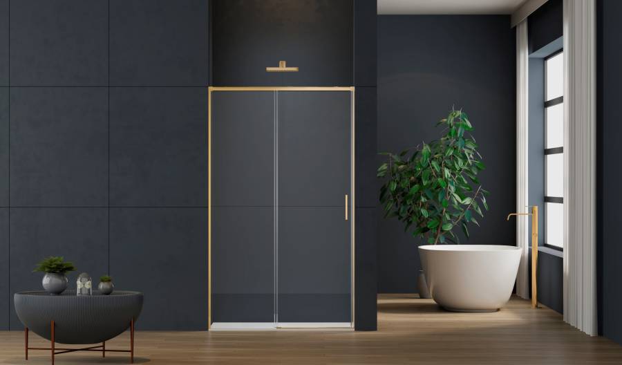 Душевая дверь Soft 2 VDS-3SO2140CLG, 1400, брашированное золото, стекло прозрачное