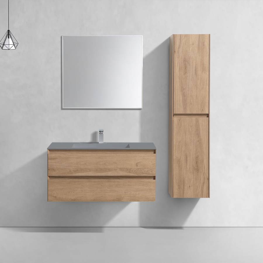 База под раковину Luka 1000 подвесная, 2 выкатных ящика soft-close, N.Oak