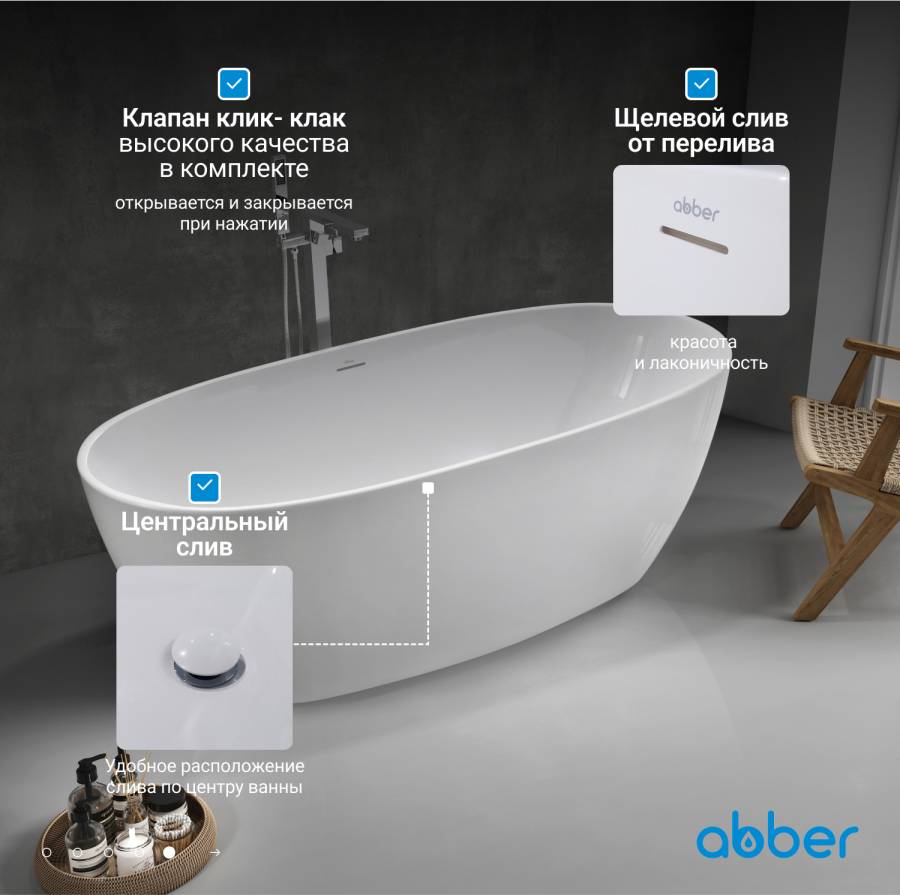 Акриловая ванна ABBER AB9265-1.7 белая