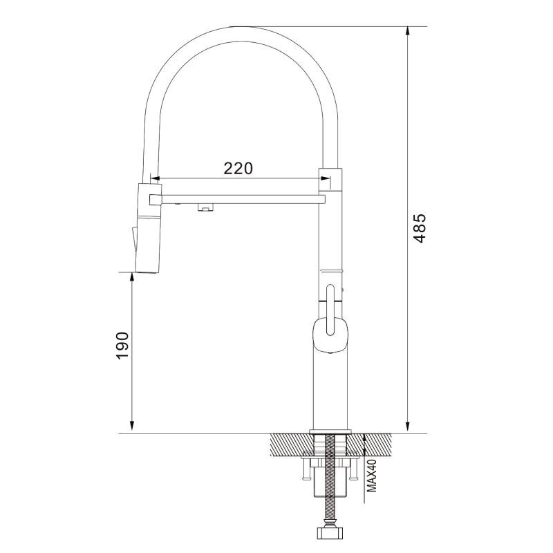Смеситель для кухни с гибким изливом ROSE R358 R358L