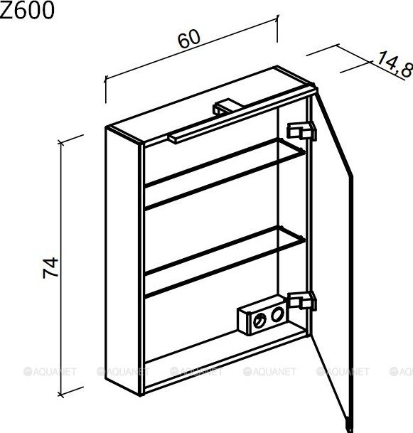 Зеркальный шкаф для ванной комнаты  SANCOS Hilton 600x148х740 мм, с LED подсветкой, арт.Z600