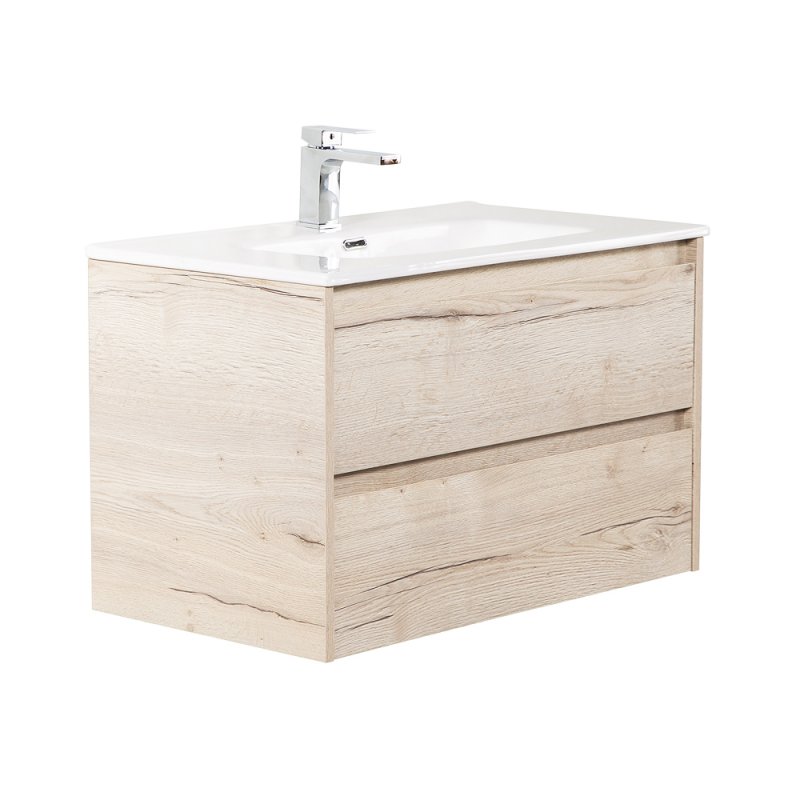 Тумба с раковиной подвесная BelBagno KRAFT 90 Cemento Grigio, раковина белая