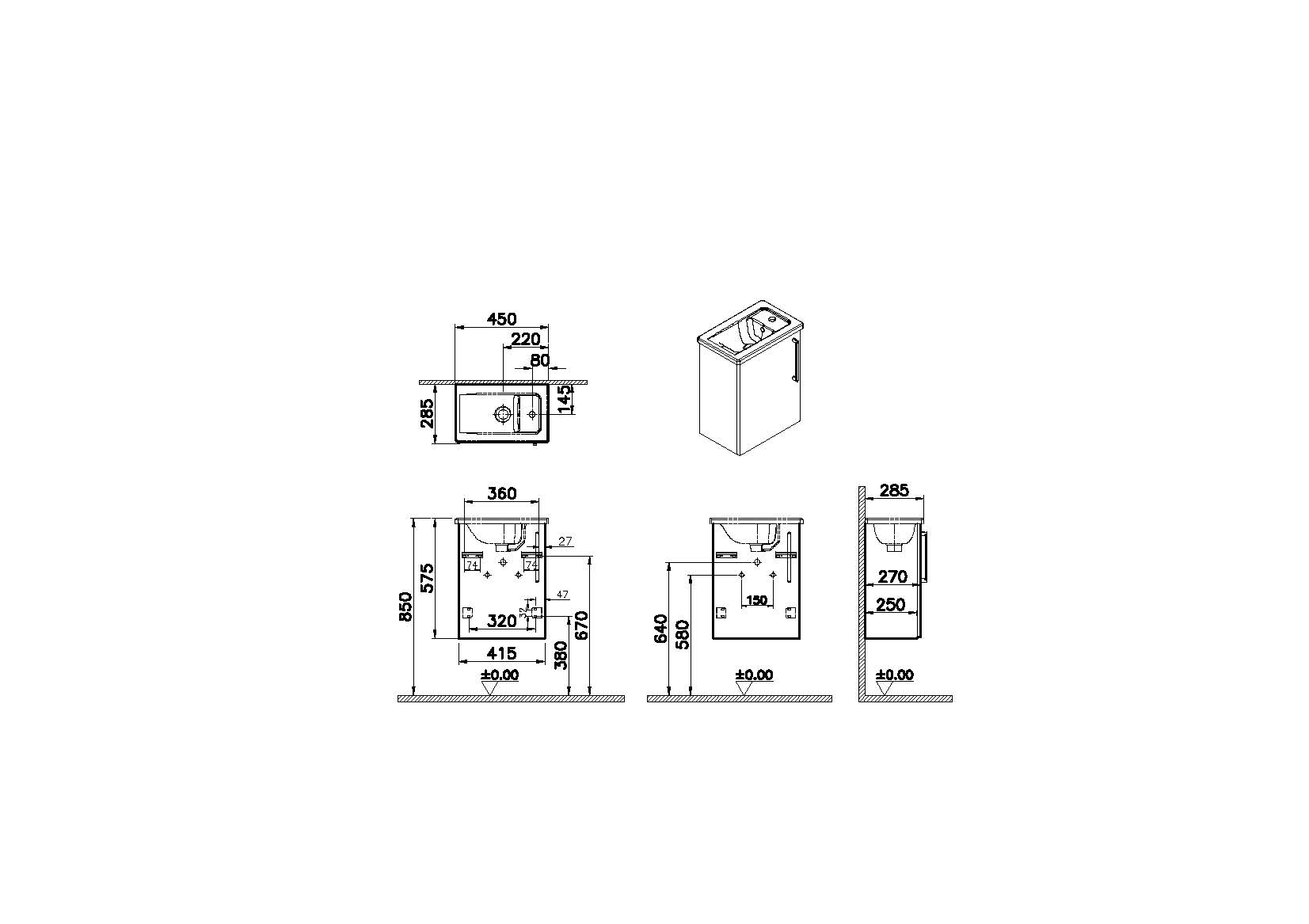 Тумба с раковиной Vitra Root 45 66342
