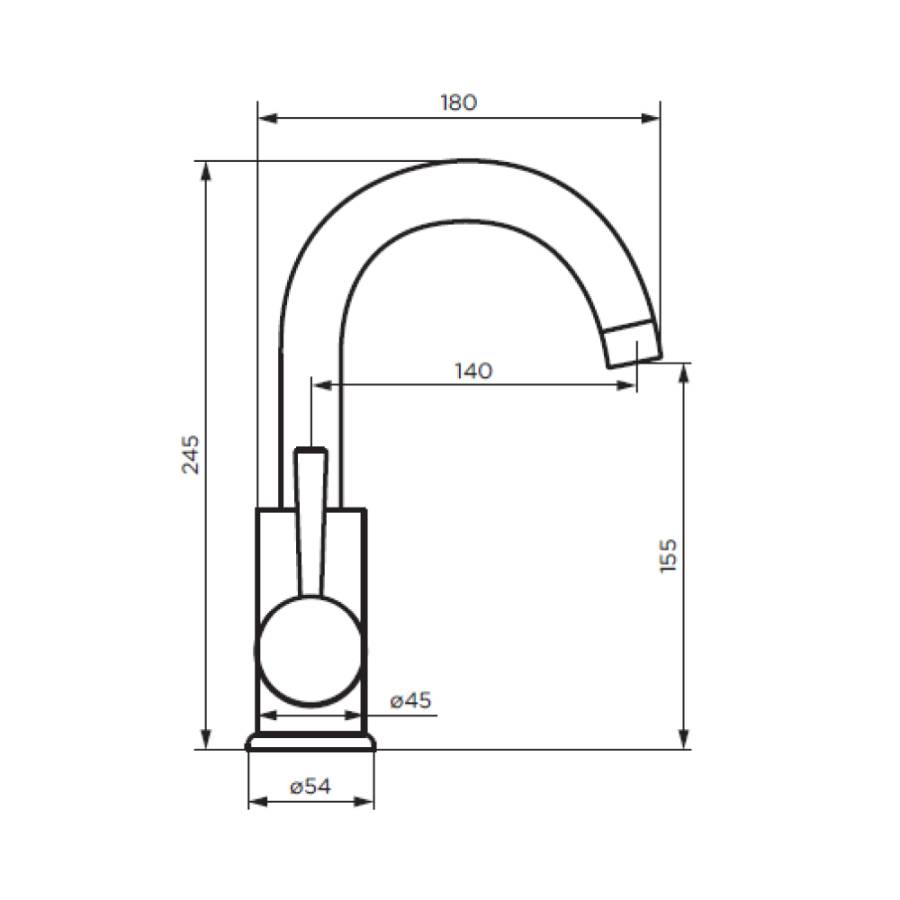 D3002101SS Logic смеситель для умывальника поворотный, нержавеющая сталь