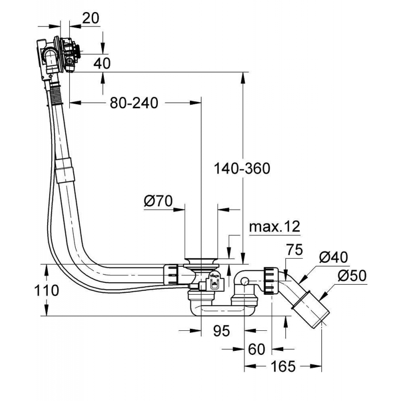 Слив перелив для ванны Grohe Talentofill 28990000