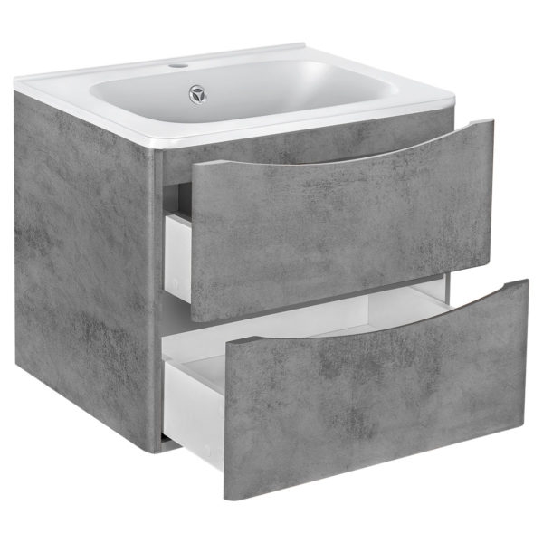 База под раковину Paola 600 подвесная, 2 выкатных ящика soft close, Beton