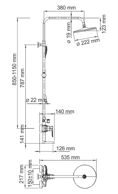 A16601 Душевой комплект со смесителем Wasserkraft