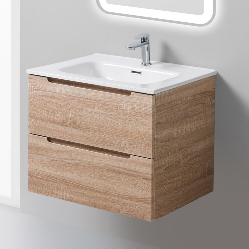 Тумба с раковиной подвесная BelBagno ETNA 60 Rovere Bianco, раковина белая