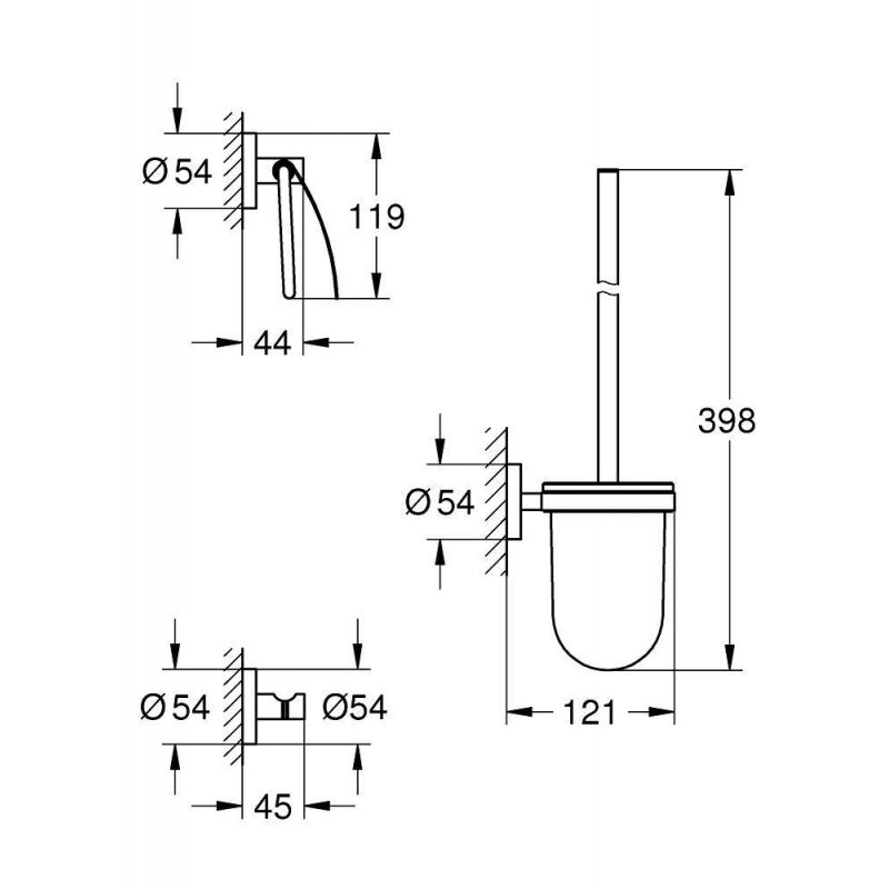Комплект Grohe Essentials, 17,5х59 см, хром, 40407001