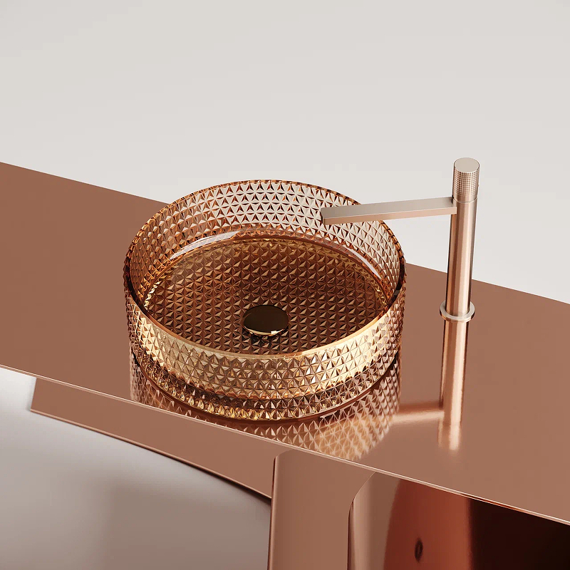 Умывальник чаша накладная круглая (цвет бежевый) Cristal 360*360*112мм