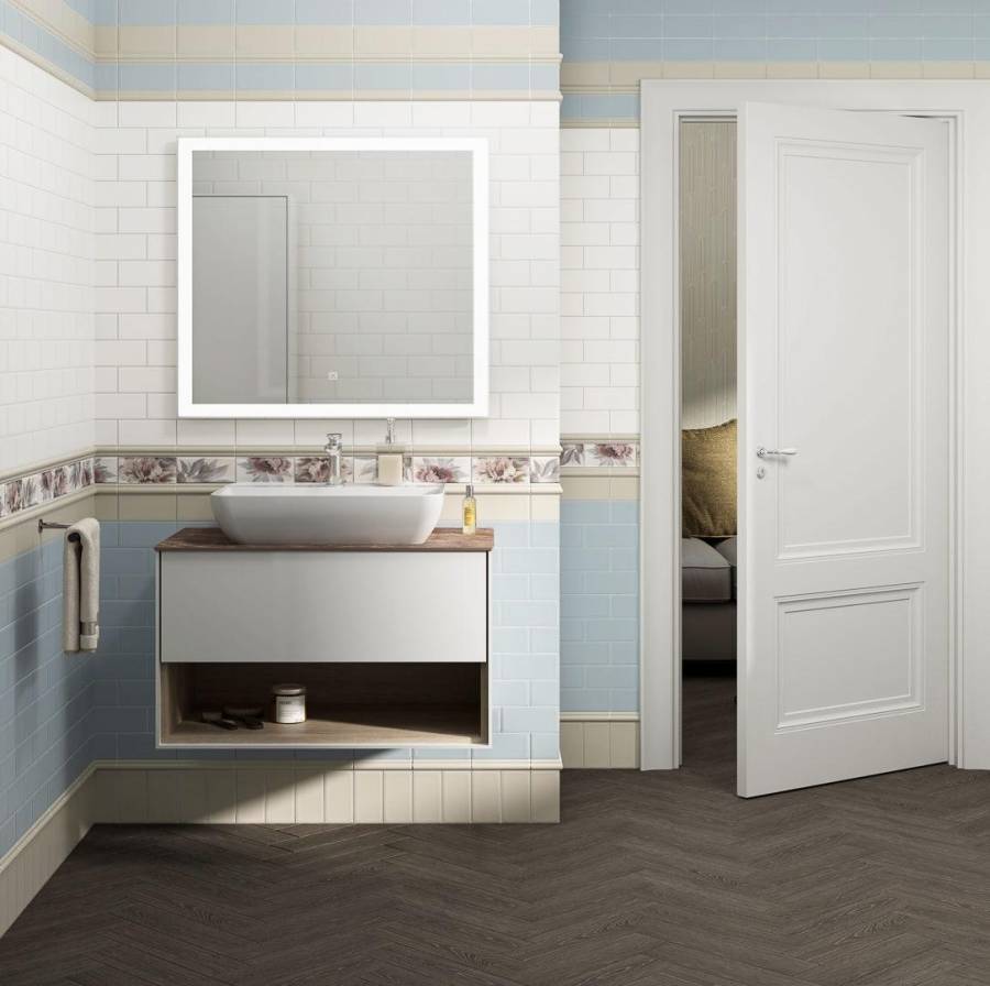 Тумба PLAZA Modern подвесная с ящиком и полкой 80, белая глянцевая PLB.M.80.1\WHT