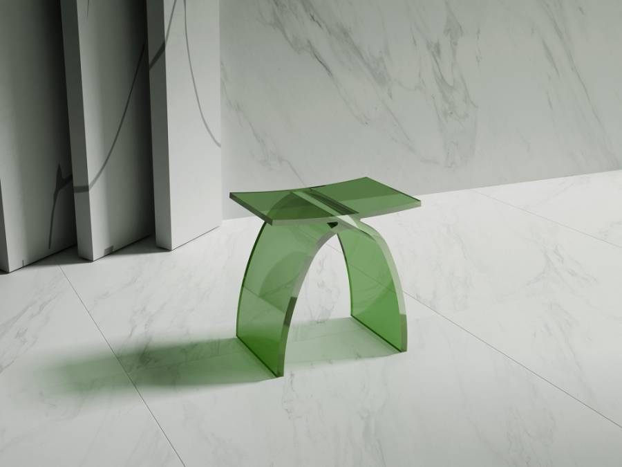 Стульчик для ванной прозрачный ABBER Kristall AT1739Emerald зеленый