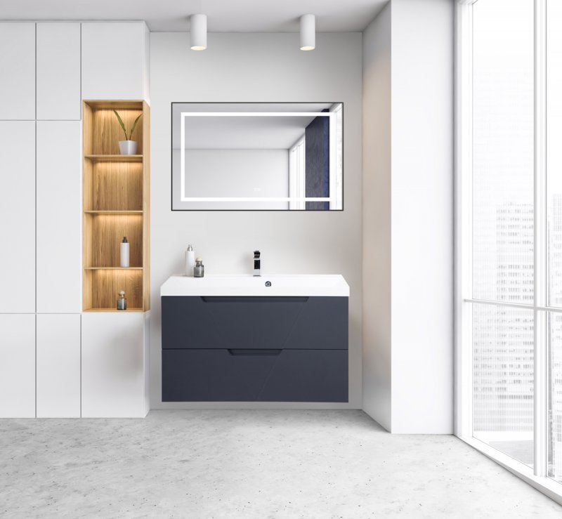 Тумба с раковиной подвесная BelBagno VITTORIA 90 Bianco Lucido-P, раковина белая