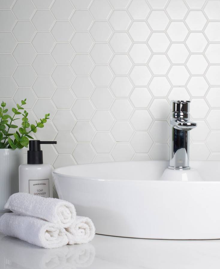Керамическая мозаика Hexagon small White Matt 51x59, Geometry