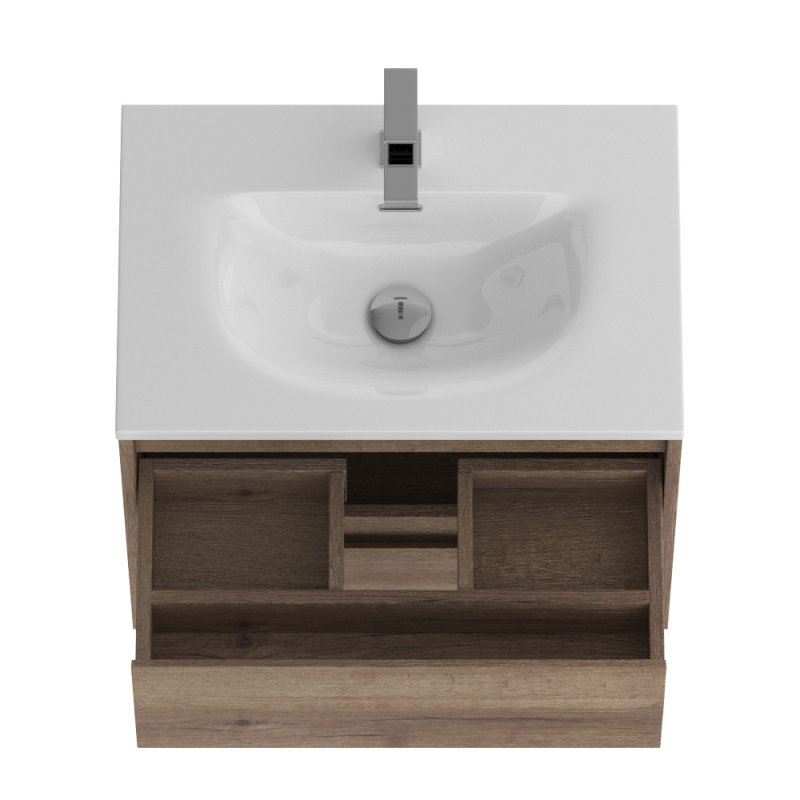 Тумба с раковиной подвесная BelBagno KRAFT 39 60 Cemento Grigio, раковина белая
