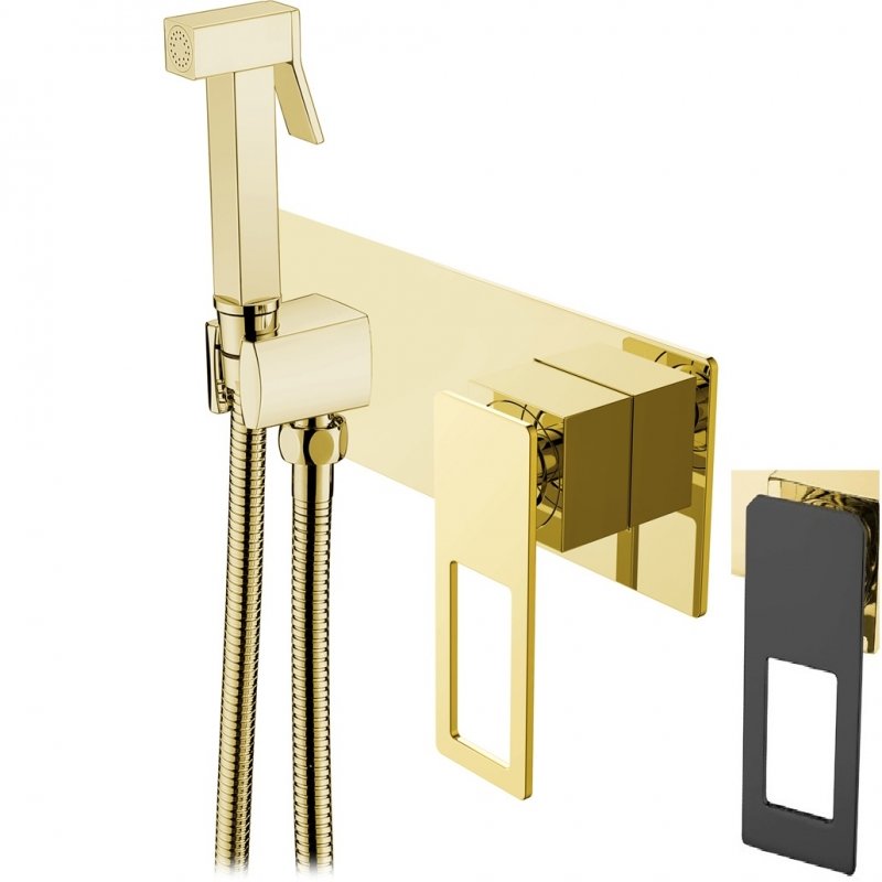 Гигиеническая лейка Q со смесителем GoldBlack