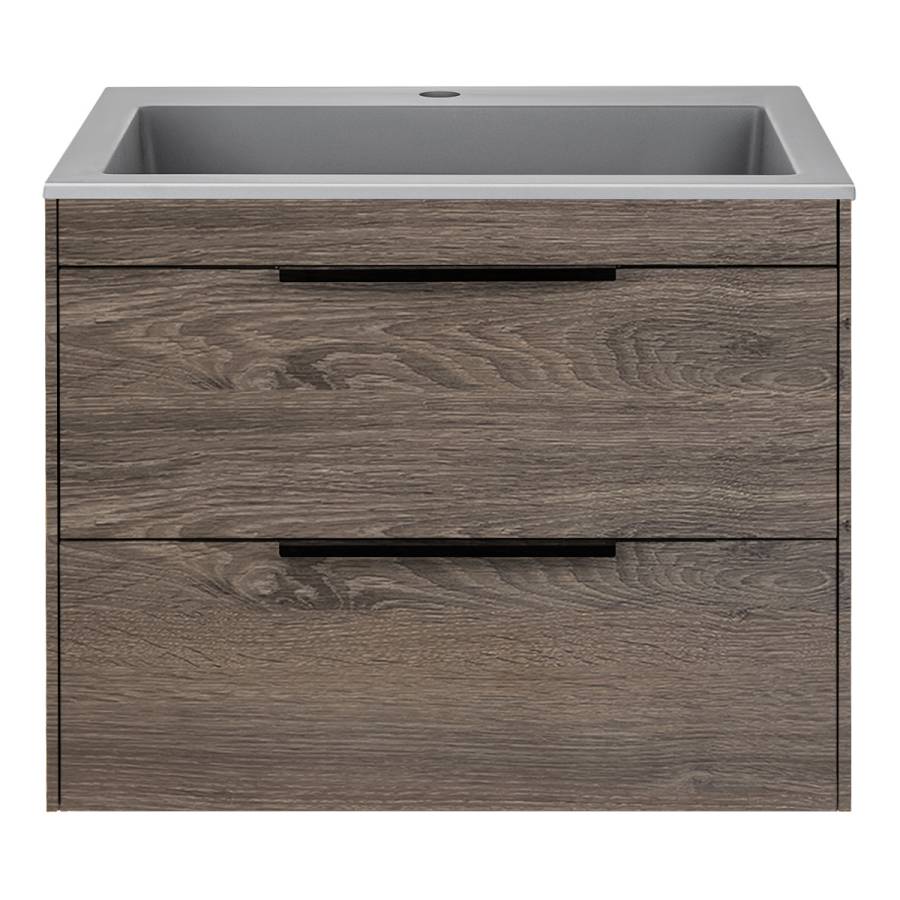База под раковину Chiara 2D 600 подвесная, 2 выкатных ящика soft-close, R.Oak