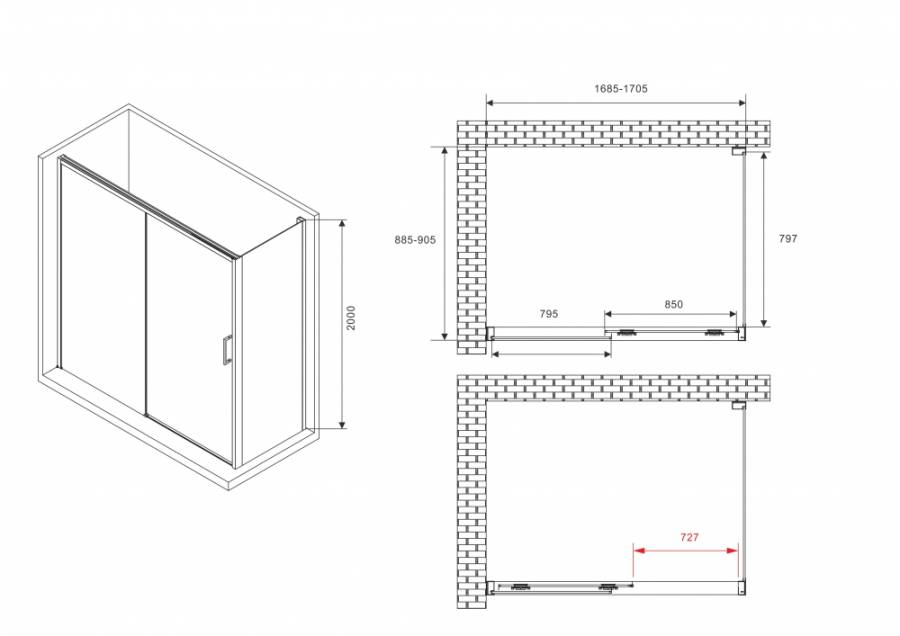 Душевой уголок ABBER Komfort AG93170B-S92B