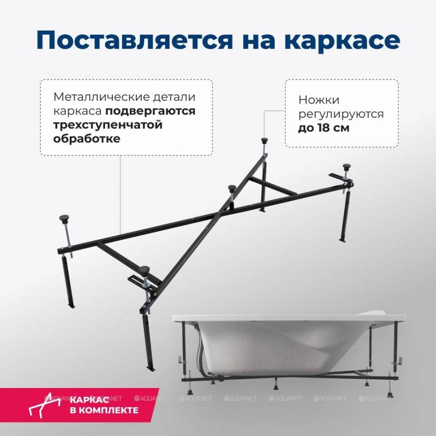 Акриловая ванна Aquanet Grenada 180х90 205493 на каркасе