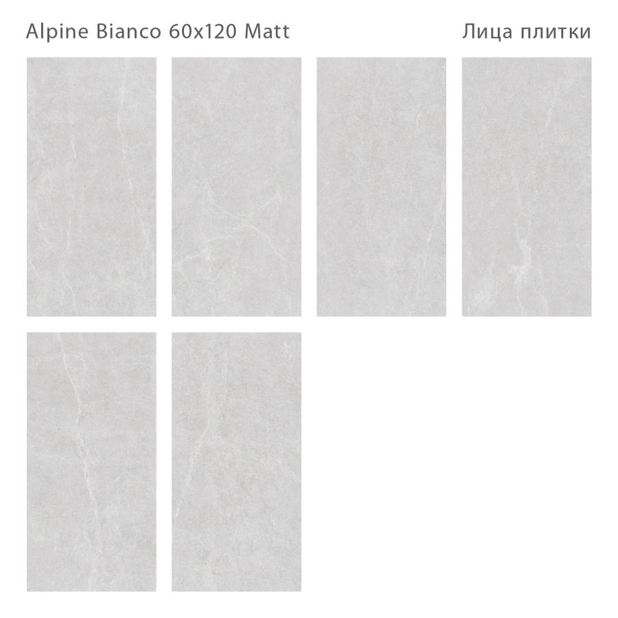 Керамогранит матовый ALPINE BIANCO 60x120 MATT, Silk 60х120
