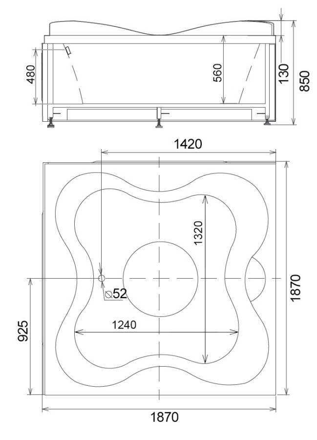 Акриловая ванна Gemy 187х187 G9089 O R