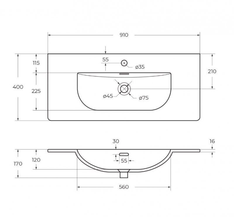 Керамическая раковина BelBagno BB-8099-3-90