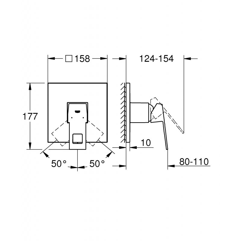 Смеситель Grohe Eurocube 24061000 для душа, хром