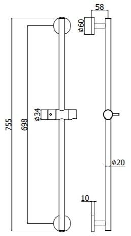 Душевая штанга Paffoni Life ZSAL116NO черный матовый