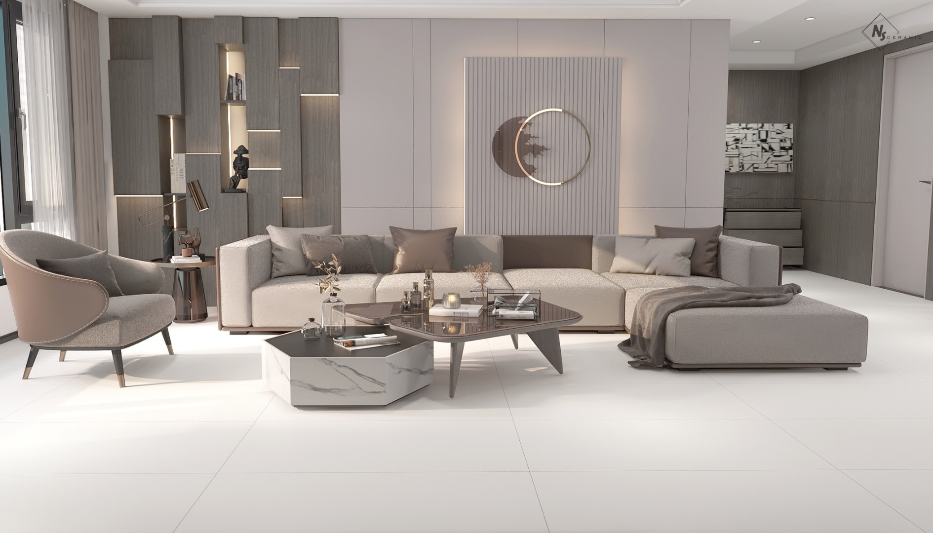 NS Ceramic Керамогранит с Эффектом Камня NSC1277 White 60x120 - керамическая плитка и керамогранит