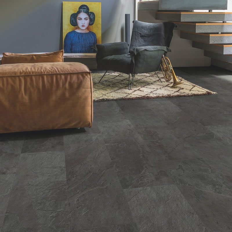 Виниловый ламинат Quick Step LIVYN Ambient Glue Plus AMGP 40035 Сланец Чёрный