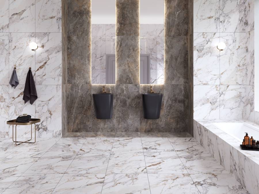60x120 MarbleSystem Бреча Белый Лаппато R9 Ректификат