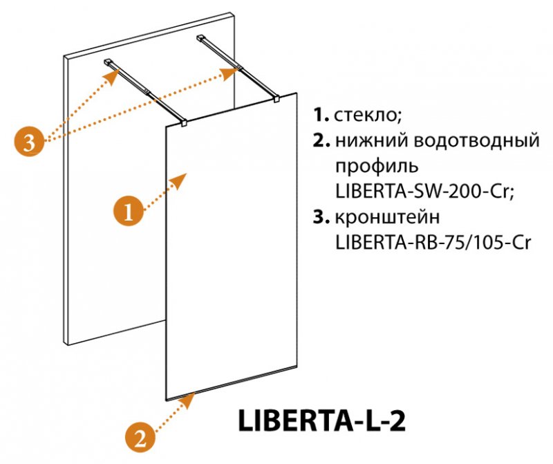 LIBERTA-L-2-80-C-Cr Душевая перегородка с возможностью двустороннего входа 800x1950 мм