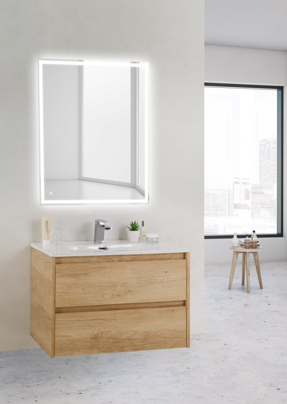 Тумба с раковиной подвесная BelBagno KRAFT 39-70 Rovere Tabacco, раковина белая