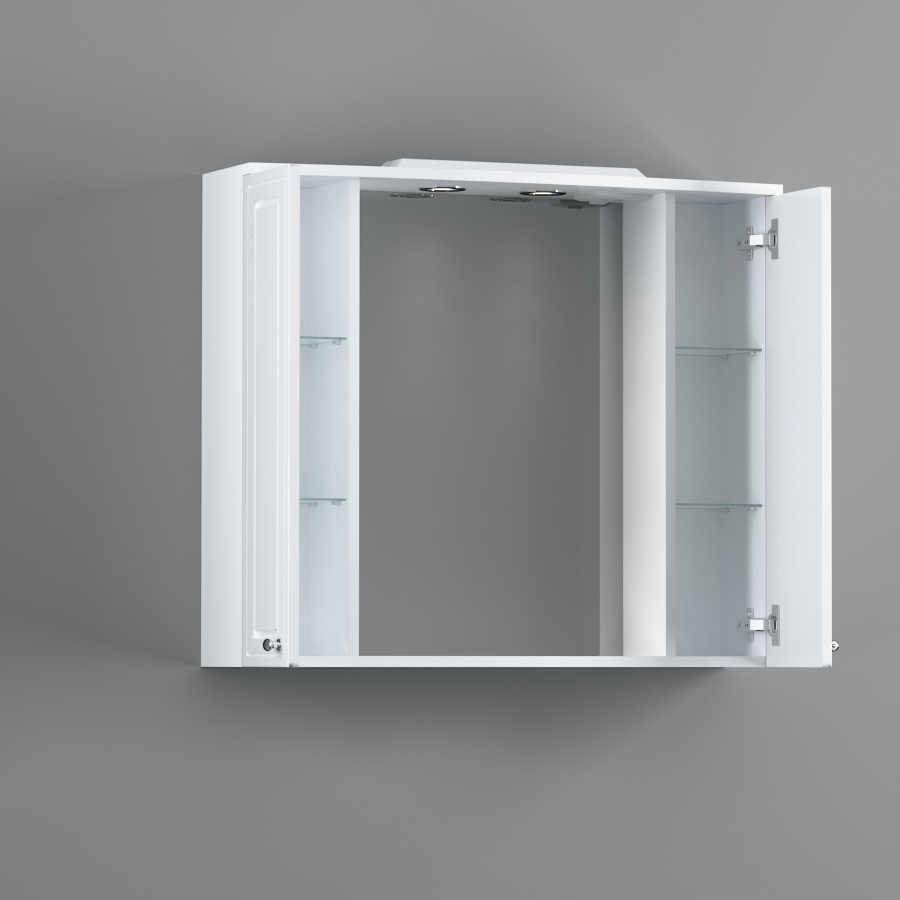 Зеркальный шкаф Palace One с подсветкой, 75х85х19 см, белый, M41MPX0851WG
