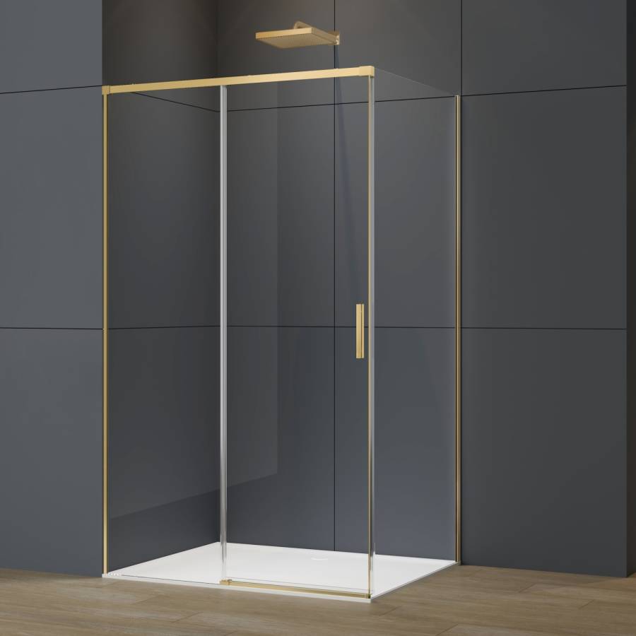 Душевой уголок Soft 2 VSR-3SO29014CLG, 1400*900, брашированное золото, стекло прозрачное
