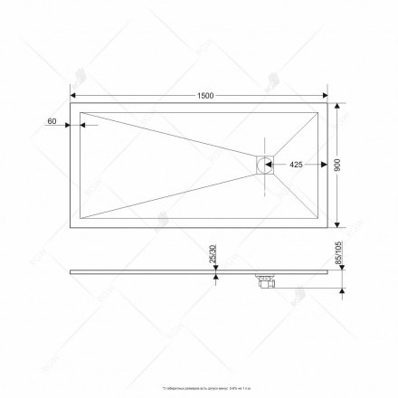 Душевой поддон RGW ST-159W 90 x 150 см, прямоугольный, из искусственного камня, белый, 16152915-01