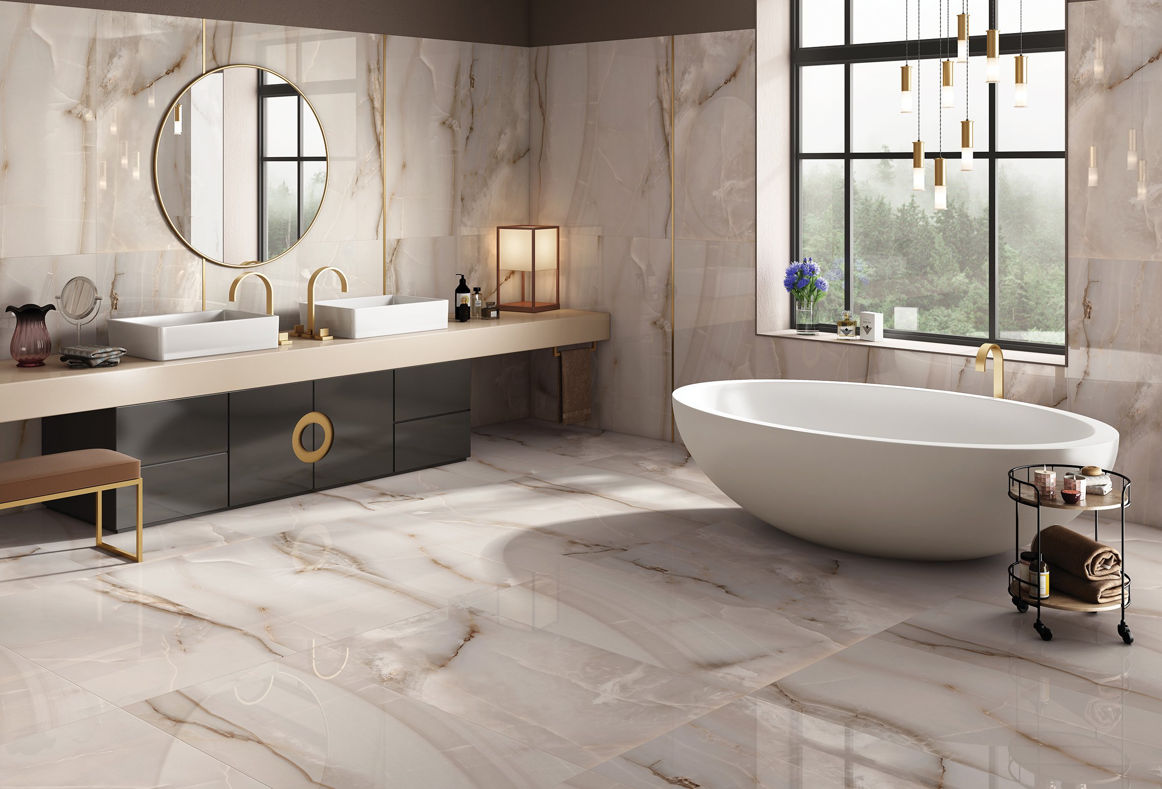 Керамогранит Laparet Onyx Smoke светло-серый полированный 60х60 (4шт_1,44м2), м2