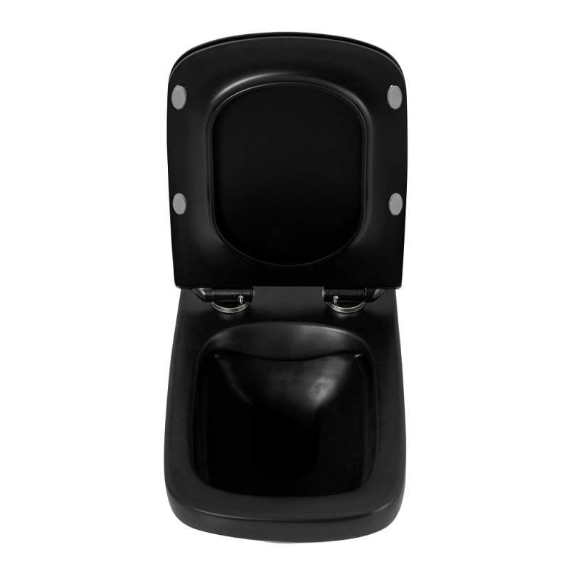 SELA Унитаз подвесной безободковый с креплением, черный матовый, BB3201CHR-MB