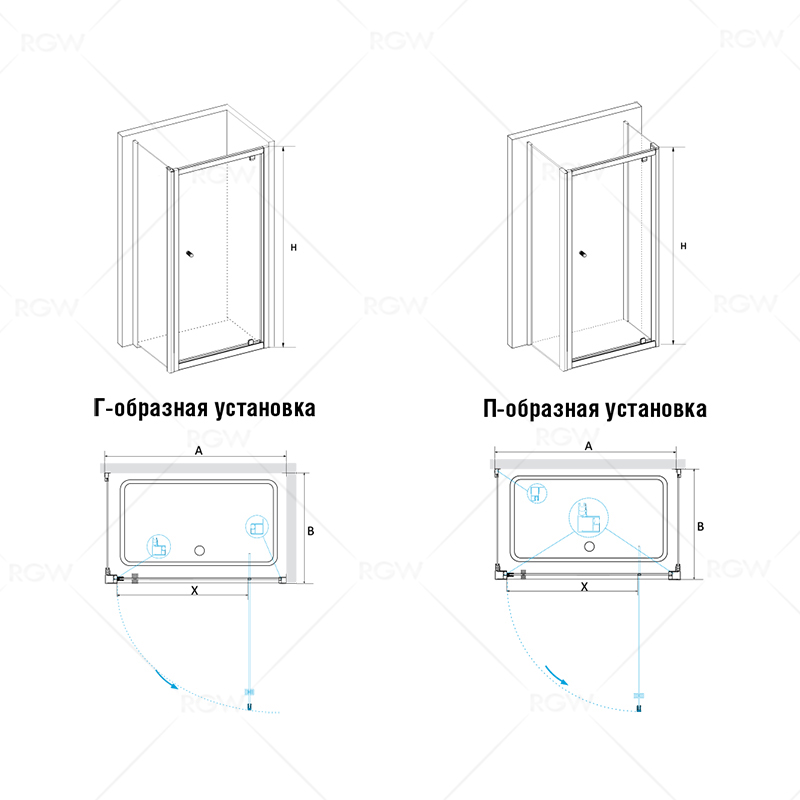 Душевой уголок RGW Passage PA-35 70x70 профиль Хром стекло прозрачное