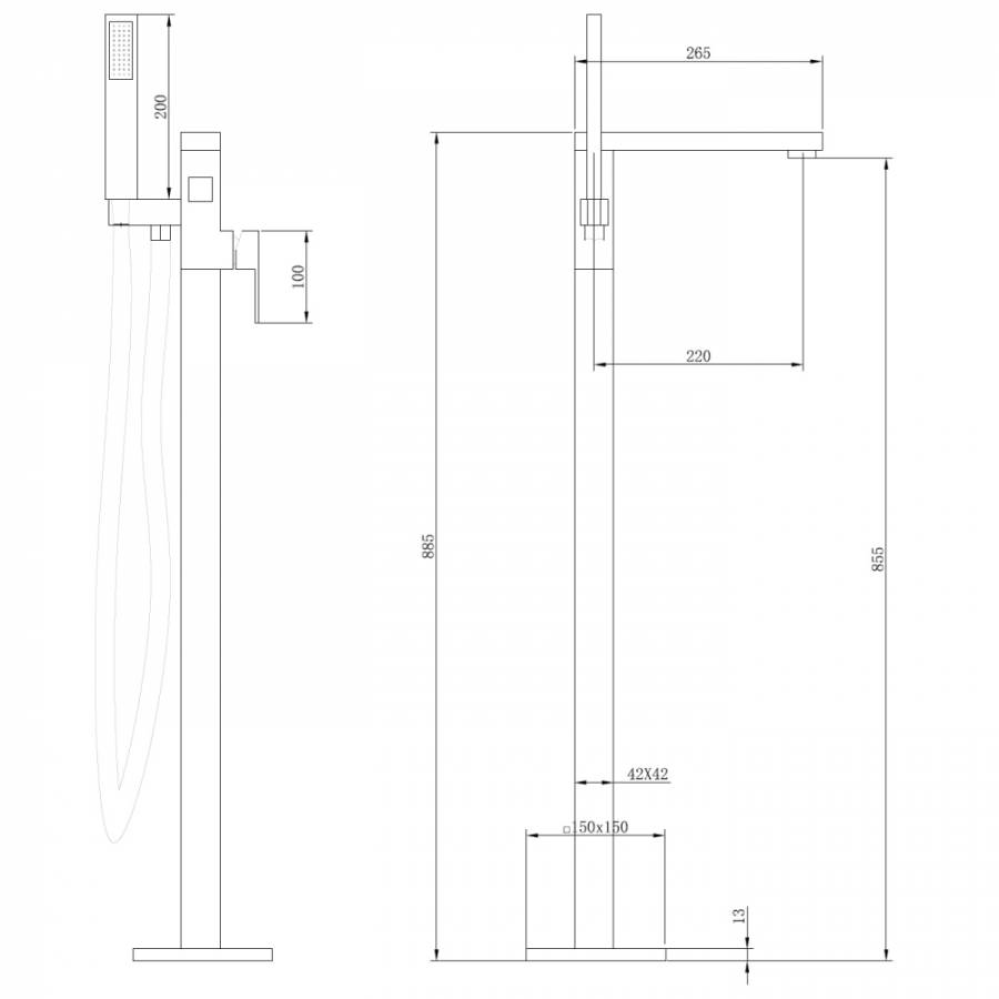Смеситель ABBER Daheim AF8215G напольный, золото матовое