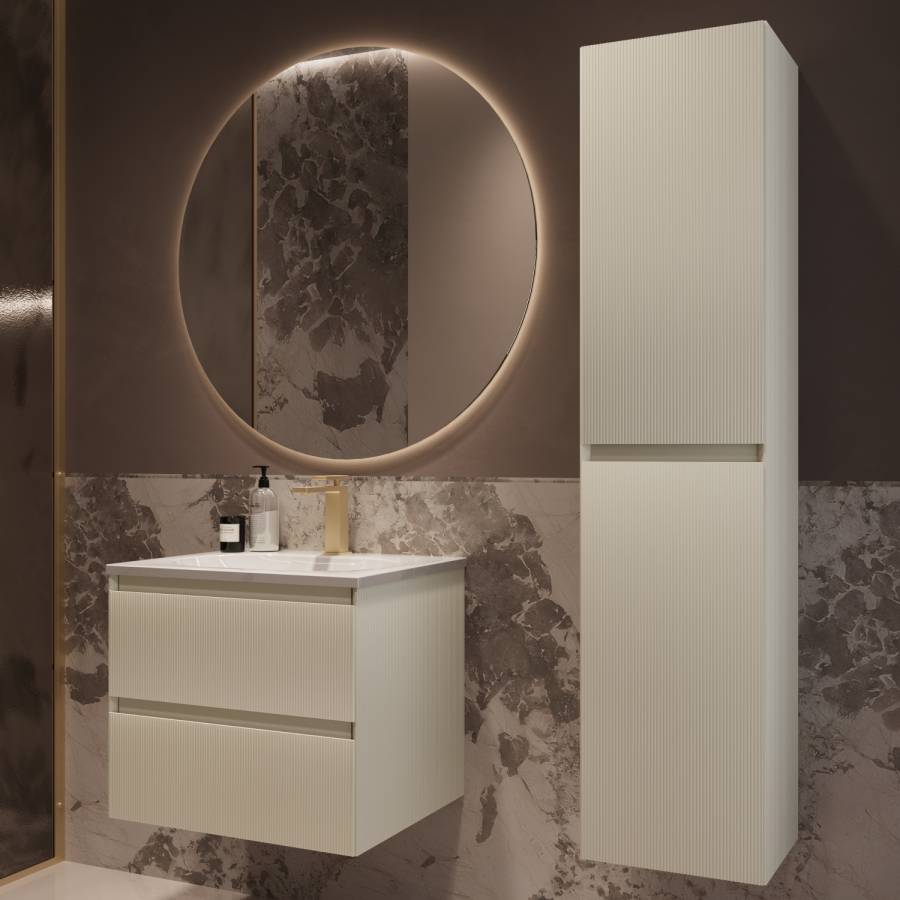 База под раковину Welle 600 подвесная, 2 выкатных ящика soft-close, M.Beige