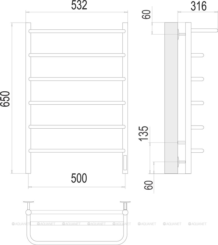 Полотенцесушитель Terminus Полка П6 500х650 электро