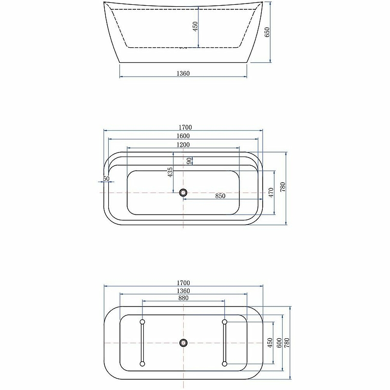 Акриловая ванна Allen Brau Infinity 2 170x78 2.21002.20 белый глянец