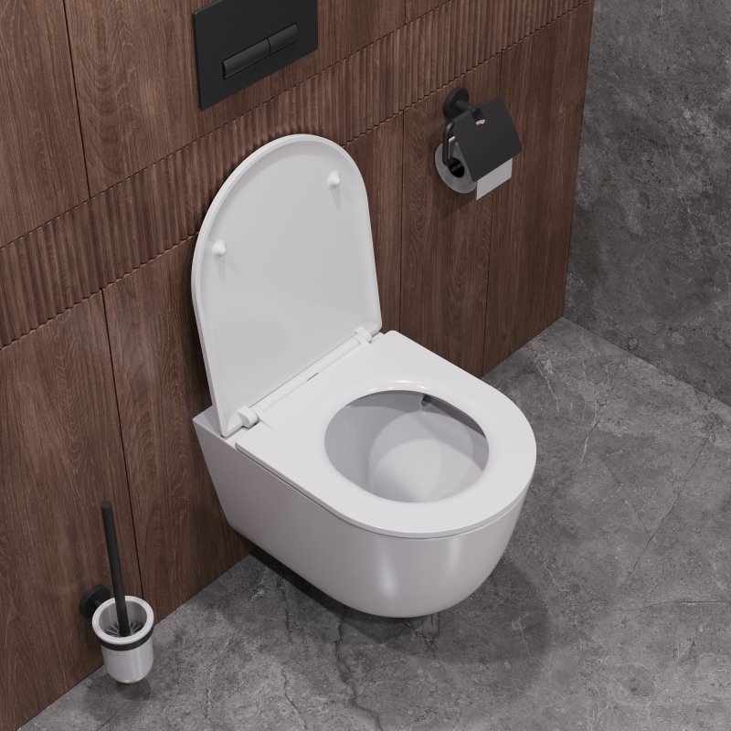 RELAX Унитаз подвесной, безободковый с системой смыва "Торнадо", с сиденьем soft close, 49 см, CZR-38088-49-TH-TOR/SC
