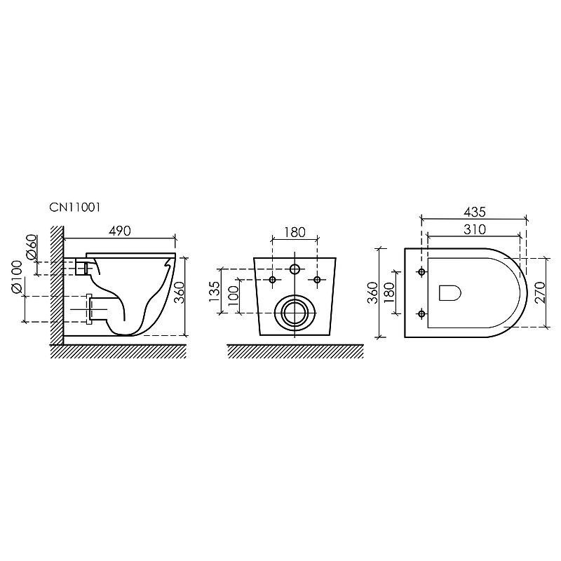 Подвесной унитаз Uno Rimless
