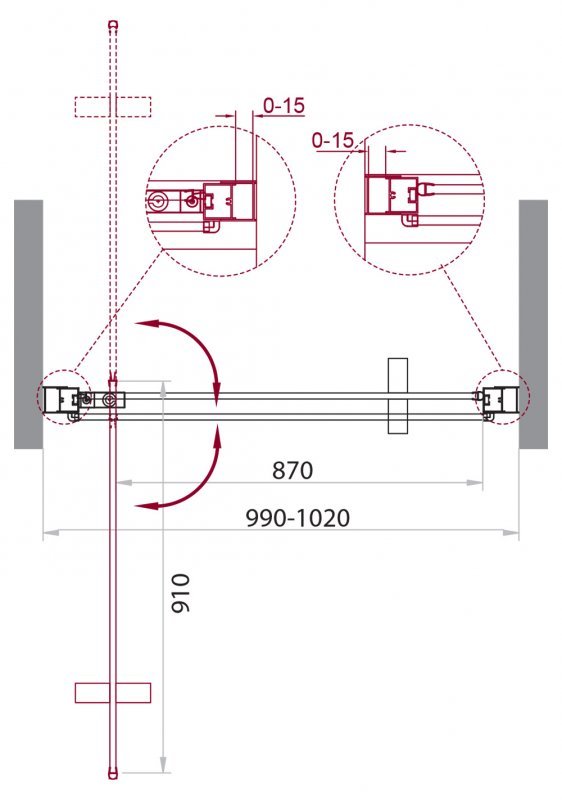 Душевая дверь BelBagno MARMI-B-1-90-C-Cr