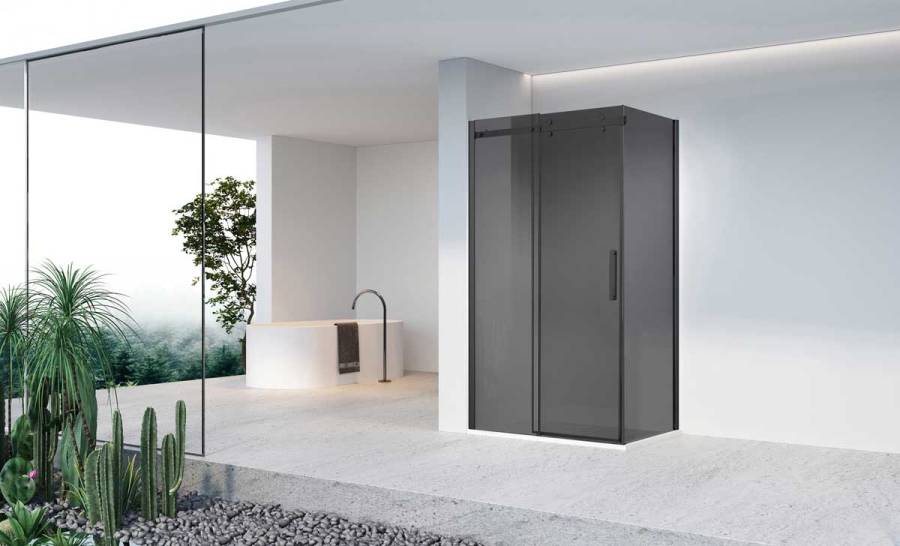 Душевой уголок Como-N VSR-4CN9016CGB, 1600*900, черный, стекло тонированное