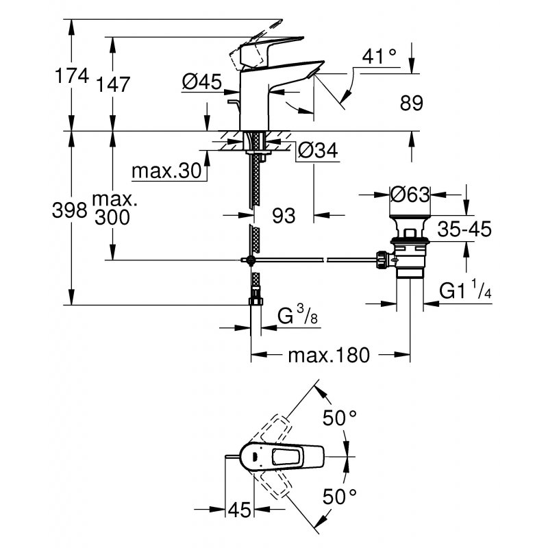 Смеситель для раковины корпус маленький Grohe BauLoop New, хром (23335001)