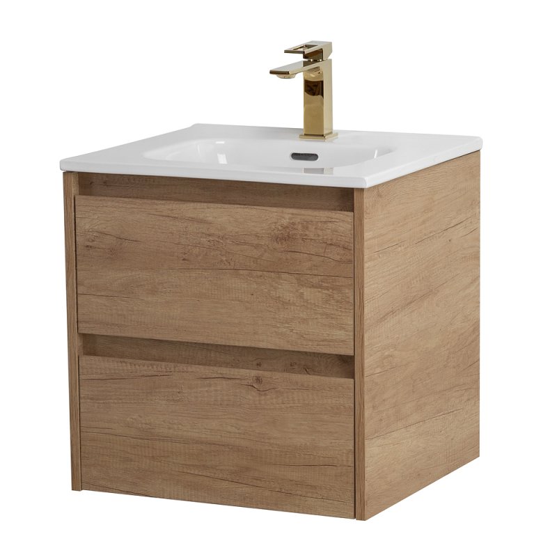 Тумба с раковиной подвесная BelBagno KRAFT 50 Rovere Nebrasca Nature, раковина белая
