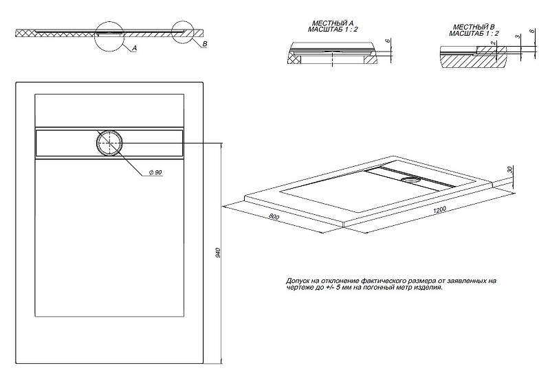 Душевой поддон Allen Brau Infinity 120x80 8.21002-AM антрацит